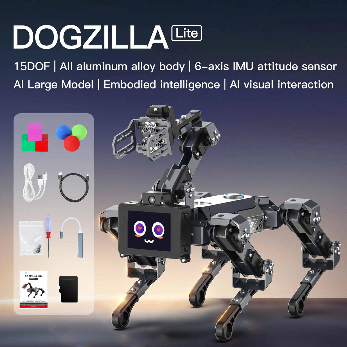 Yahboom DOGZILLA-Lite Quadruped Bionic Robot Dog AI Vision Large Model Intelligent Programming Electronic Kit for Raspberry Pi