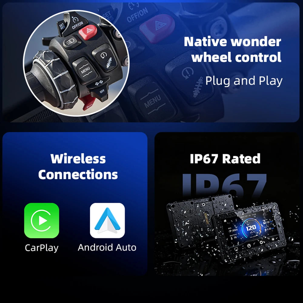 EKIY 6.2" GPS Motorcycle Navigation Wireless CarPlay Moto Android Auto For BMW R1200GS R1250GS F800 F900 S1000XR For WonderWheel