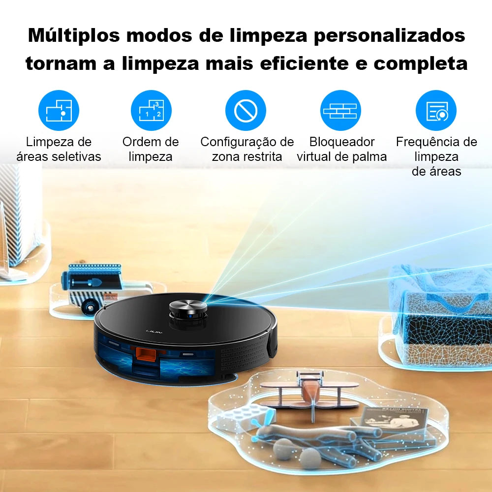 Liectroux/LILIN X6 Robot Vacuum Cleaner,Laser System,6500Pa,Smart Home Appliance,Restricted Area Map,Zone Cleaning for Carpet