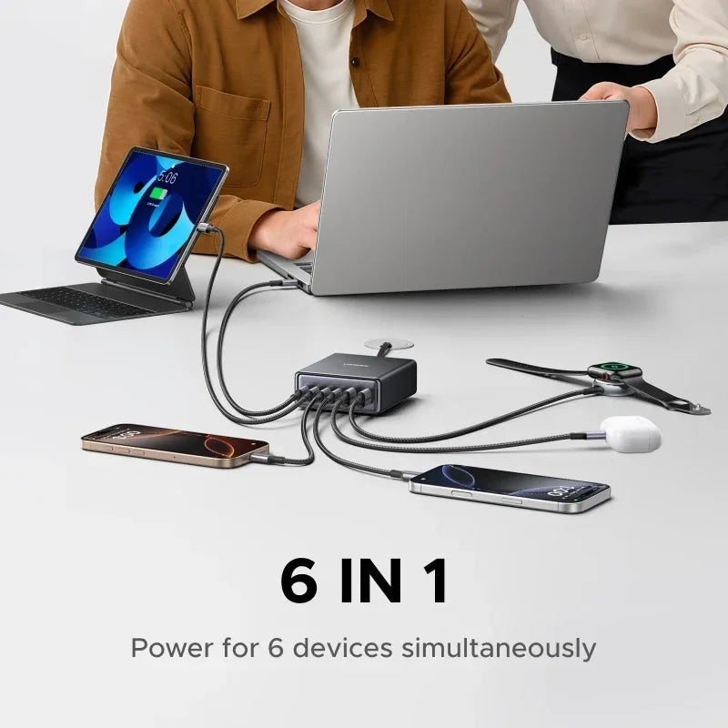 【Ship From Brazil】UGREEN 100W GaN Charger 6 in 1 Desktop Laptop Fast Charger For iPhone 18 17 16 Pro Max Macbook Tablet iPad