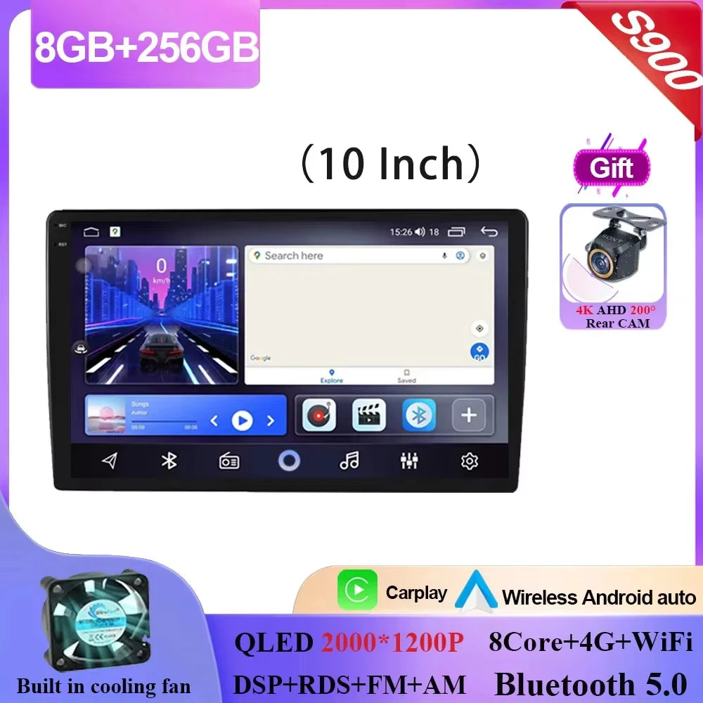 Android 15 9/10 Inch Car Multimedia Video Player 2DIN Stereo Radio Carplay Android Auto For Nissan Hyundai Kia Toyota Honda VW