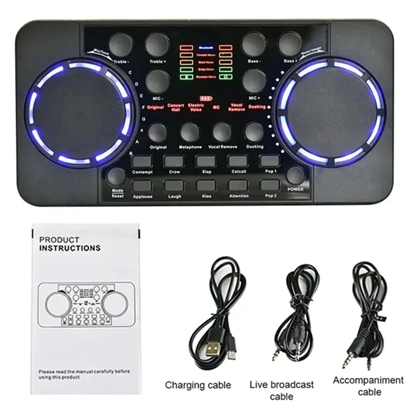 B16C-V300 Pro Sound Card Bluetooth-Compatible Audio Interface Mixer DJ Digital Effect Noise Reduction Console USB Record