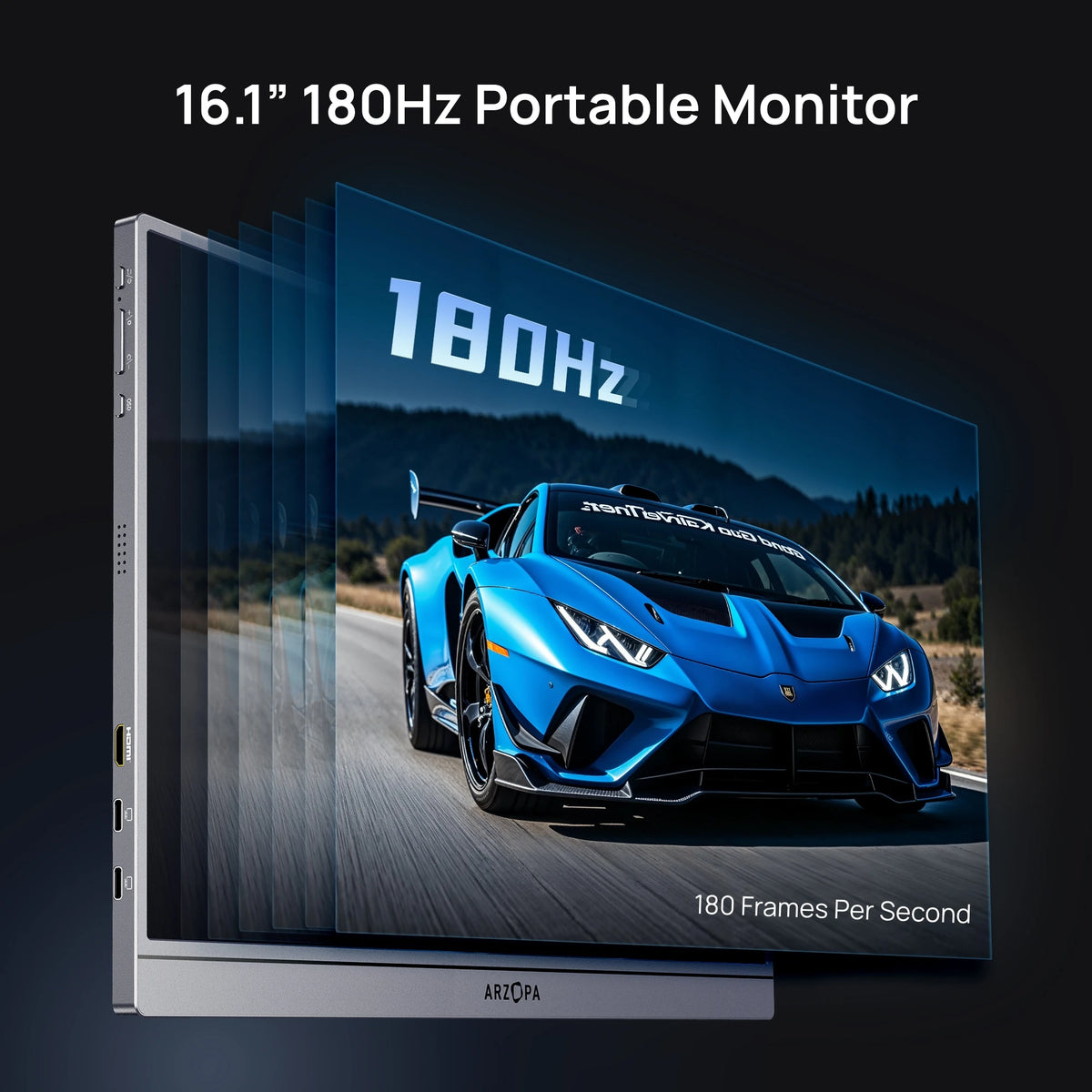 [NEW]ARZOPA 16.1inch 180Hz 2.5K 107% SRGB Portable Monitor Space Grey with Storage Bag Z3FC For PS4/5 Steam Deck Switch PC Mac