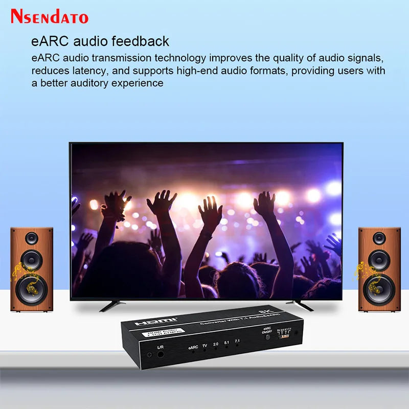 8K 60Hz HDMI EARC Audio Extractor Converter 4K 120Hz HDMI 2.1 Audio Converter Support Dolby Atmos 7.1CH For PS5 XBox DVD TV Box