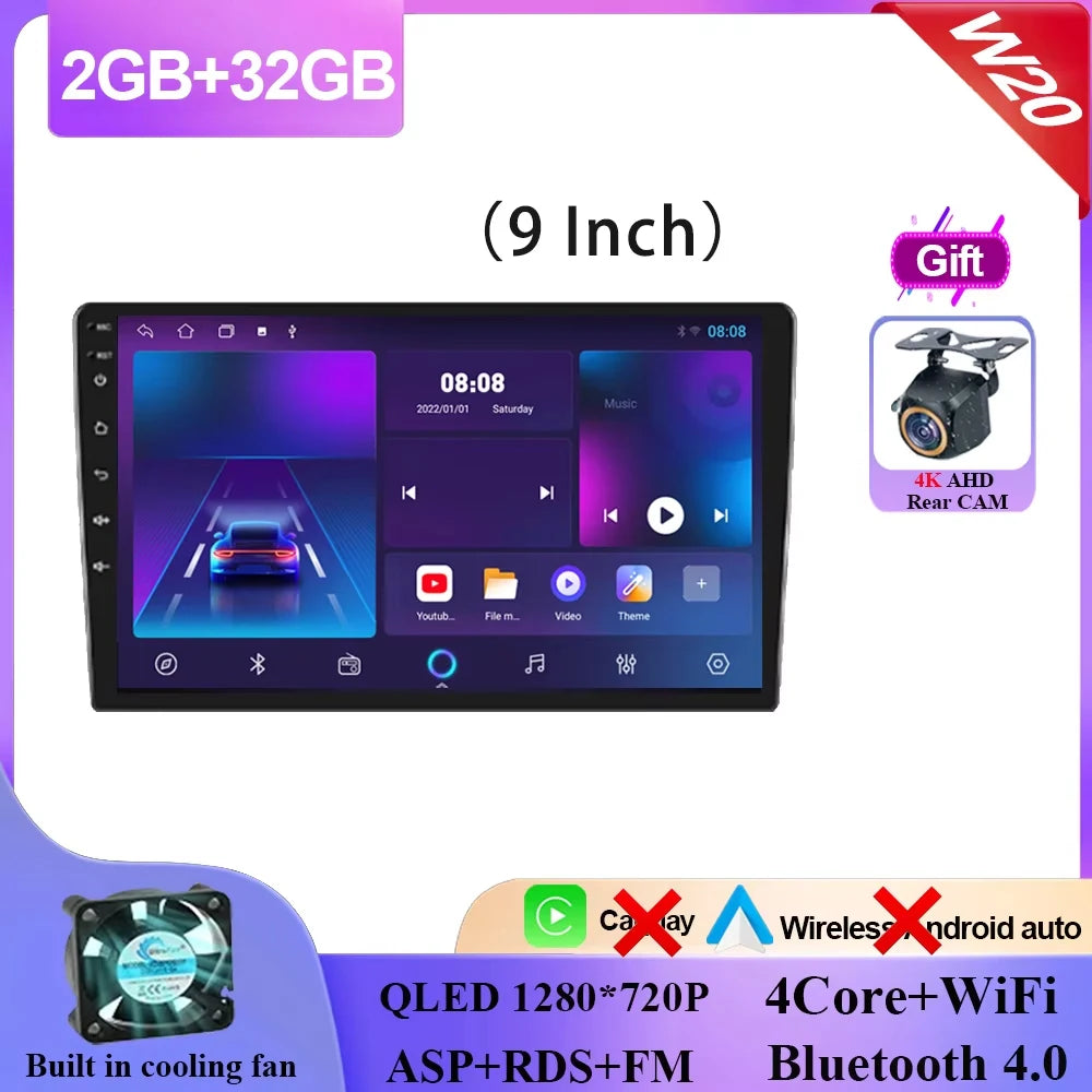 Android 15 9/10 Inch Car Multimedia Video Player 2DIN Stereo Radio Carplay Android Auto For Nissan Hyundai Kia Toyota Honda VW