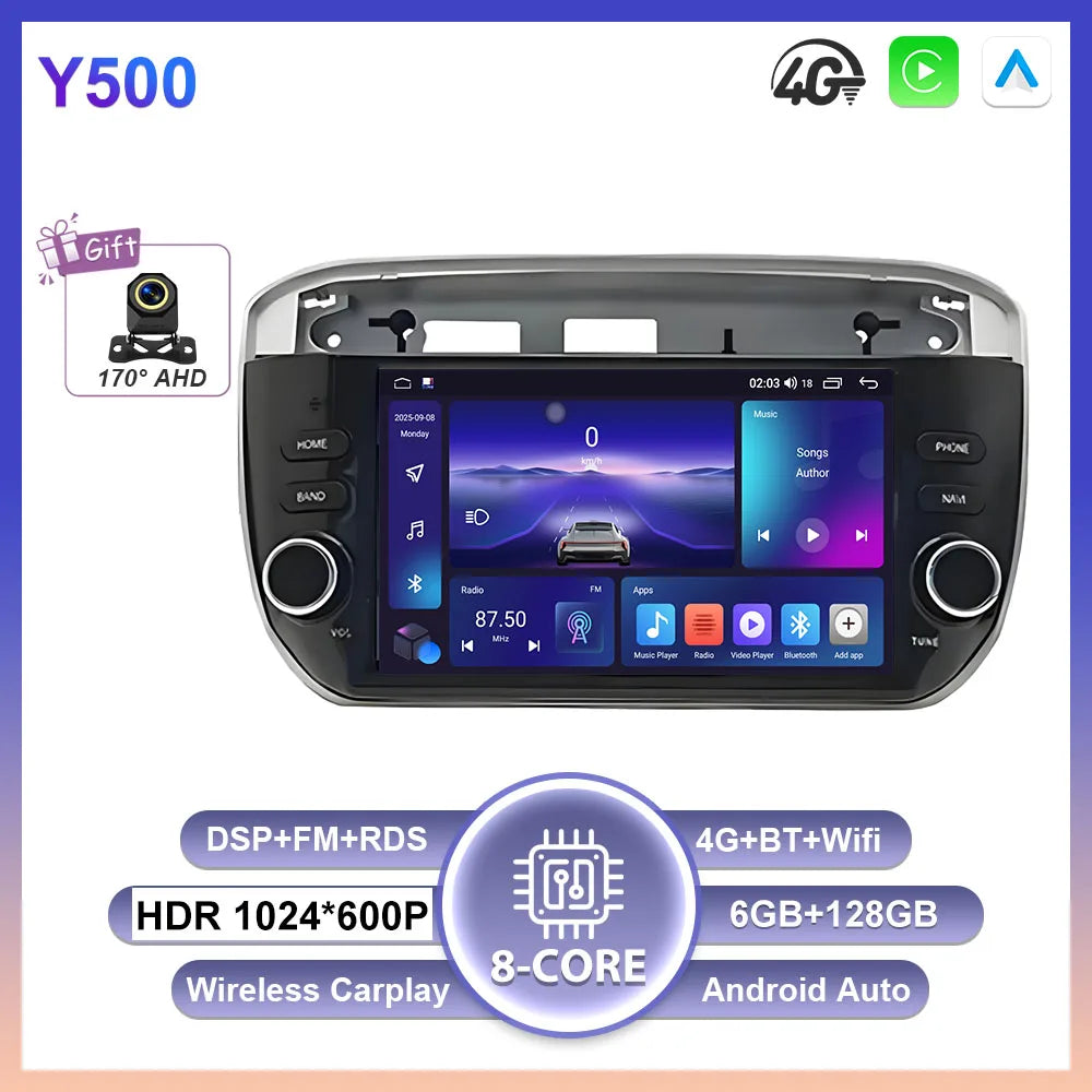 7'' Android 16 Auto Radio For Fiat Linea Punto evo 2012-2015 GPS WIFI Carplay Auto 4G Radio Stereo Multimedia Player Bluetooth