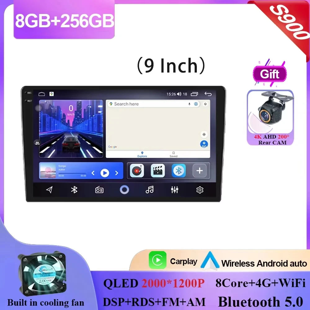 Android 15 9/10 Inch Car Multimedia Video Player 2DIN Stereo Radio Carplay Android Auto For Nissan Hyundai Kia Toyota Honda VW
