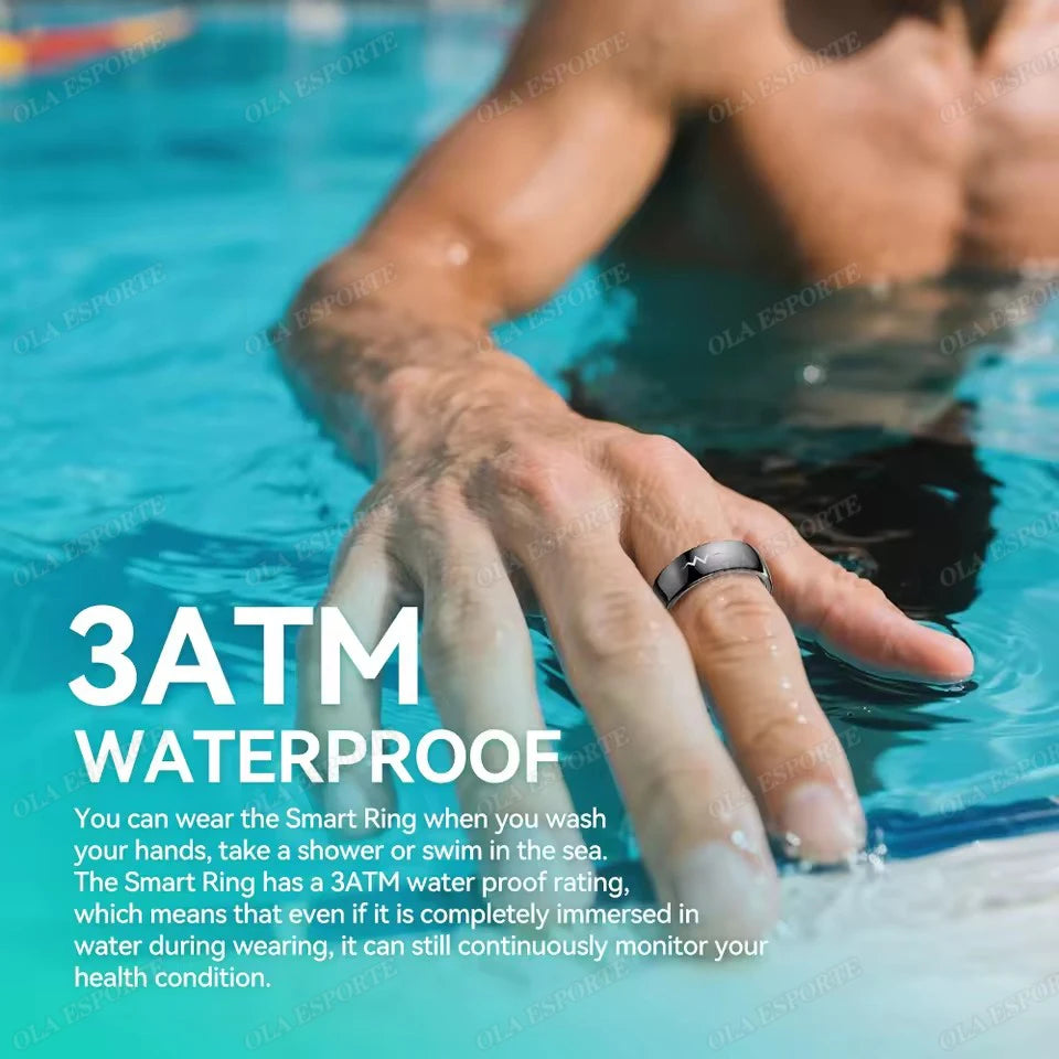 2026 New Smart Ring Heart Rate Blood Oxygen Health Monitoring 3ATM Waterproof Multi-sport Mode Ring with Charging Case Smartring