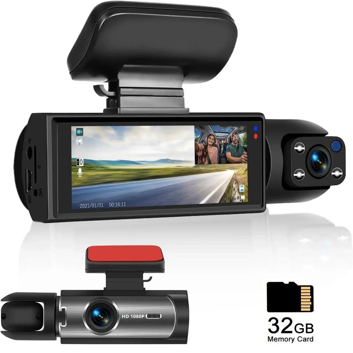 1080P Dual Lens Dash Camera Front and Rear Car Driving Recorder with Night Vision G Sensor 316 Inch IPS Display