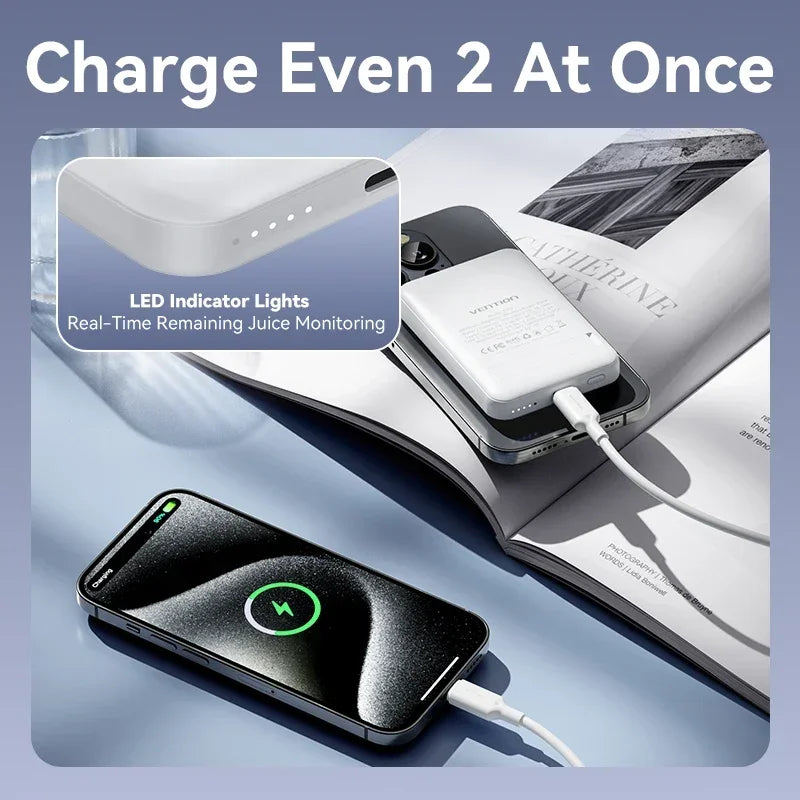 Vention BR 5000mAh Power Bank 15w Magnetic Power Bank Magsafe PD 20w Wireless Portable Mini Fast Charger for iPhone Powerbank