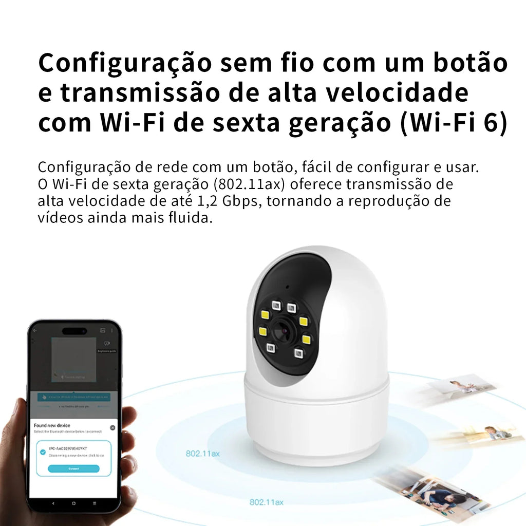 Âmera Pt Wi-Fi 6 360 ° Color Night Vision, Person Detection, Two-Way Audio, Real-Time Alert Via App, Coibeu