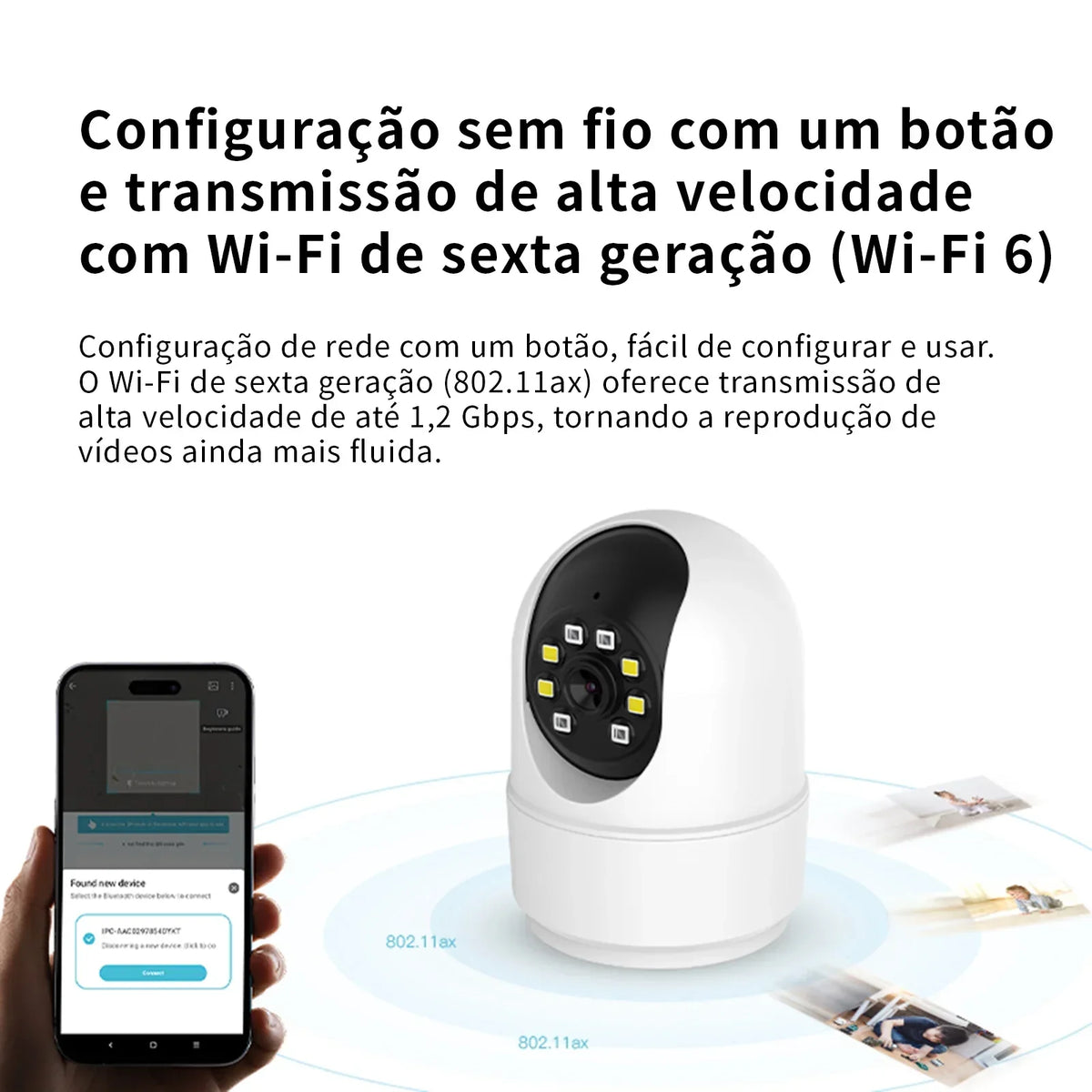 Âmera Pt Wi-Fi 6 360 ° Color Night Vision, Person Detection, Two-Way Audio, Real-Time Alert Via App, Coibeu