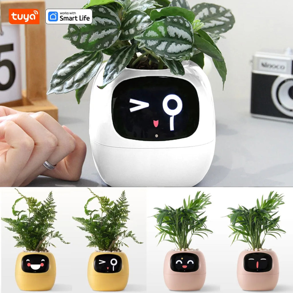 Gen1 Tuya Ivy Plant Care, Made Effortless, AI Plant Faces - See Feelings, Fix Needs 5 Interactive Gestures Unlock a Playful Life