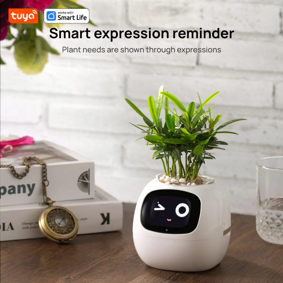 Gen1 Tuya Ivy Plant Care, Made Effortless, AI Plant Faces - See Feelings, Fix Needs 5 Interactive Gestures Unlock a Playful Life