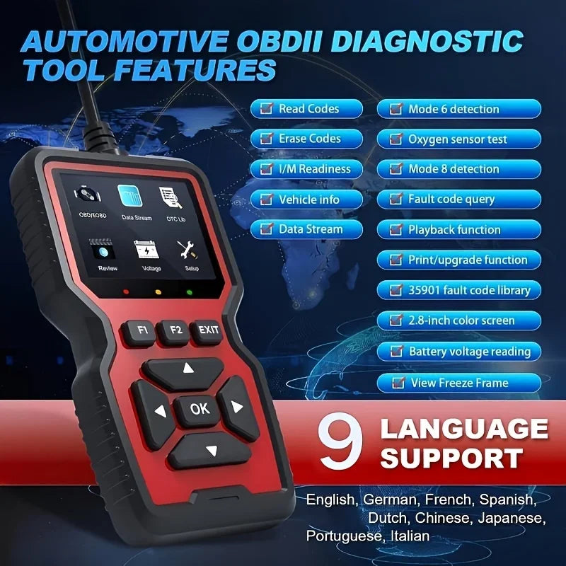 V519 Professional Obd2 Scanner - Usb-Powered Automotive Diagnostic Tool with Real-Time Data Stream, Full-Featured Obd Ii Testing (I/M Ready, Bod2/Eobd), Clears Engine Fault Lights, Reads/Erases Codes for Most Vehicles, Automo