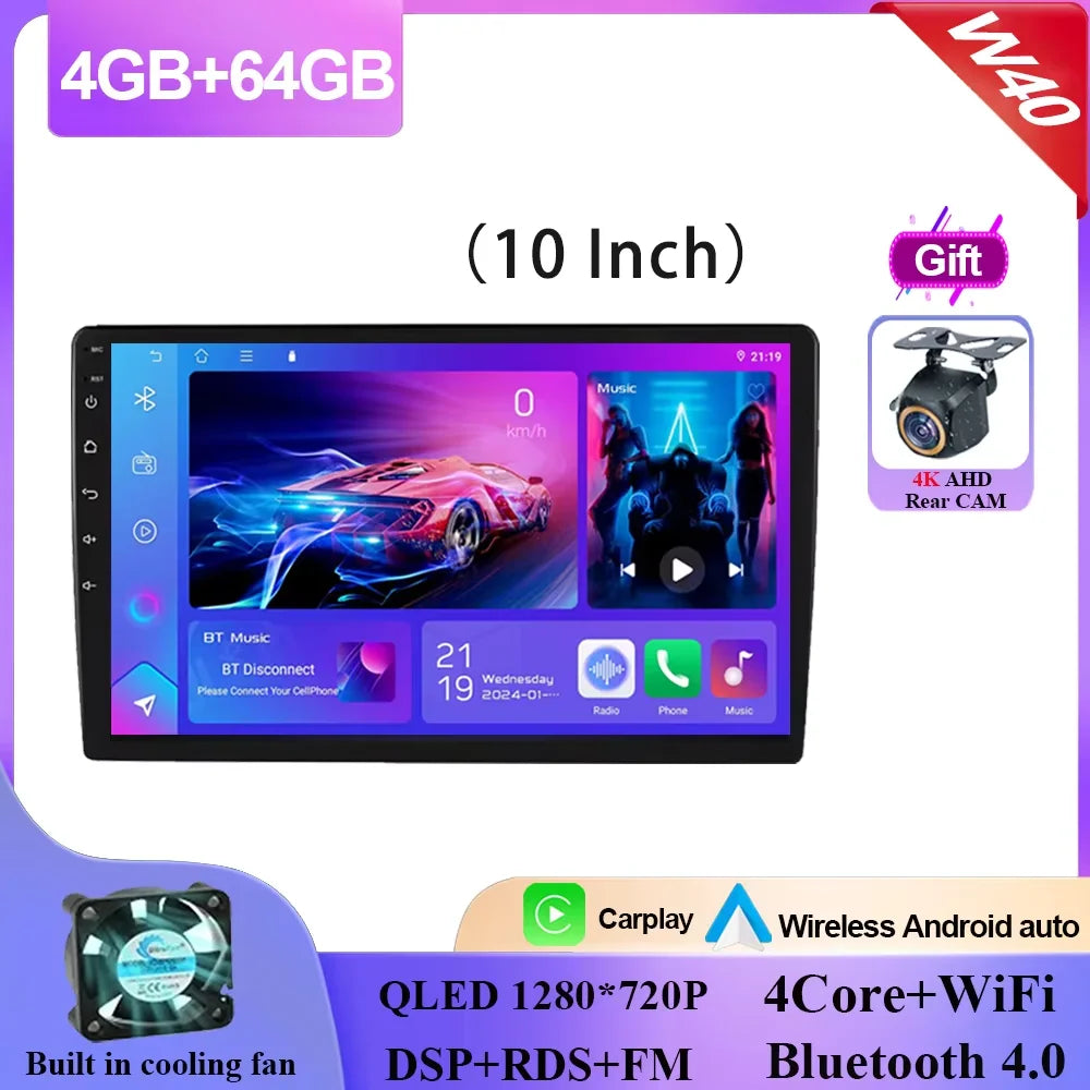 Android 15 9/10 Inch Car Multimedia Video Player 2DIN Stereo Radio Carplay Android Auto For Nissan Hyundai Kia Toyota Honda VW
