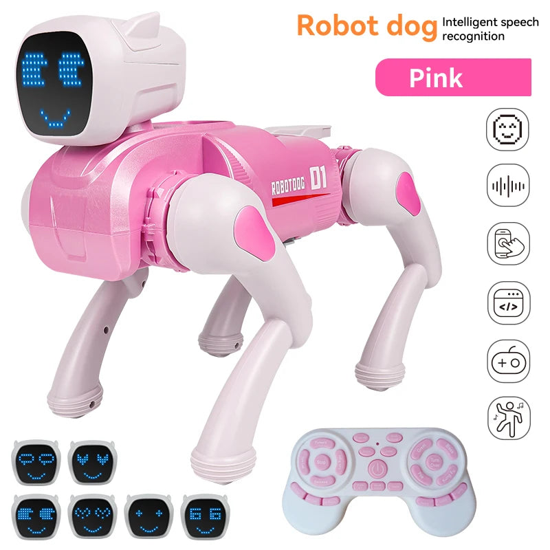 Intelligent robot dog, AI companion toy, voice commands, 20 types of action programming,singing and telling stories,child's gift