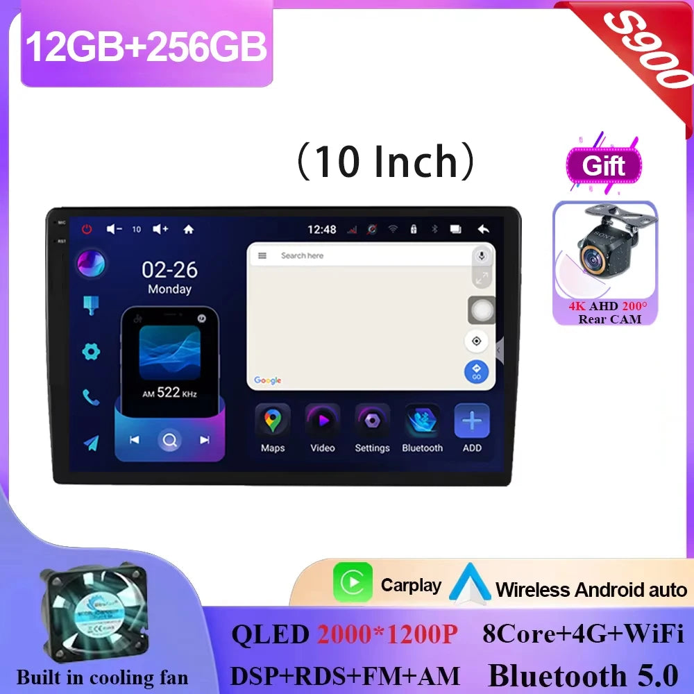 Android 15 9/10 Inch Car Multimedia Video Player 2DIN Stereo Radio Carplay Android Auto For Nissan Hyundai Kia Toyota Honda VW