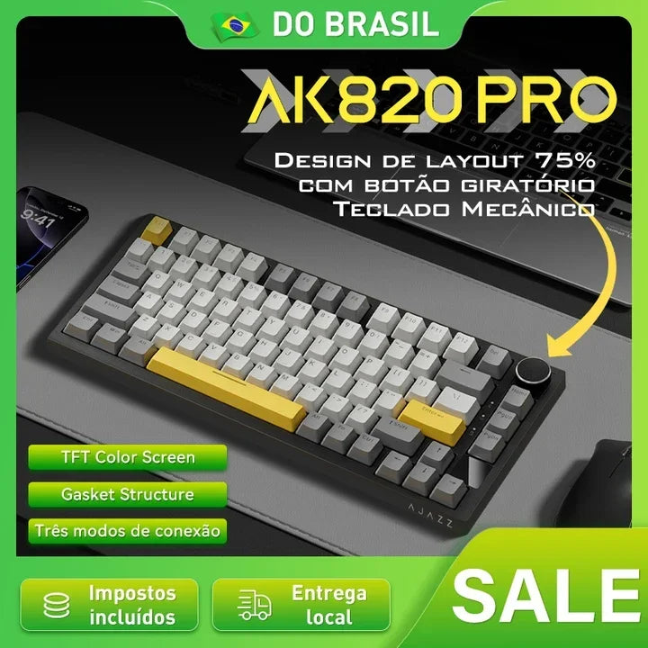 AJAZZ AK820 / AK820 Pro Free Shipping for Local Shipments from Brazil Mechanical Keyboard 82 Keys Gamer Keyboard for Laptop PC
