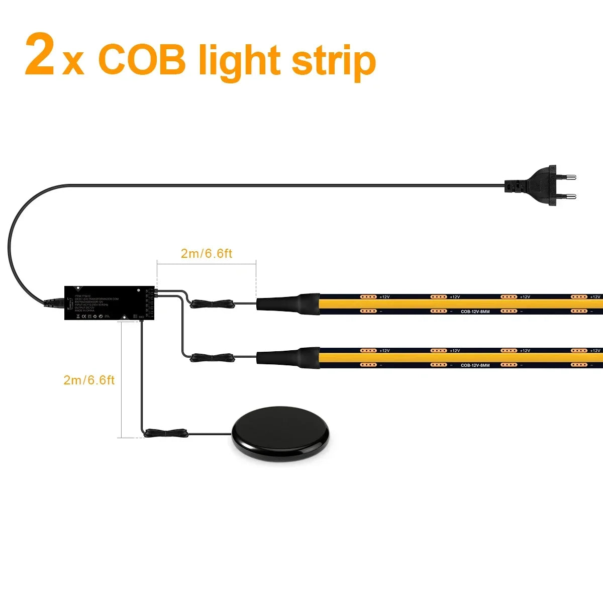 1/2/3/4/5/6-in-1 Black PCB Cob Acoustic Wall Panel Decor LED Strip Lighting Kit Hand Sweep Stepless Touch Dimmer Switch LED Tape