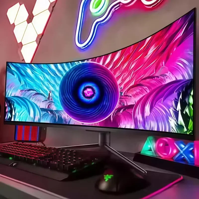 FY Curved Ultra Wide IPS Monitor 4K 2K 144Hz High Refresh Rate LCD Display 19/24/34 Inch For Gaming & Office