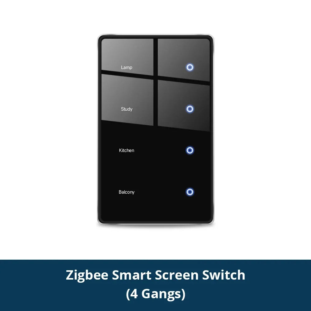1234 Gang US Smart Zigbee Switch with Sensitive Touch Panel Work with Tuya Smart Life APP Remote Control Alexa Google Home Voice