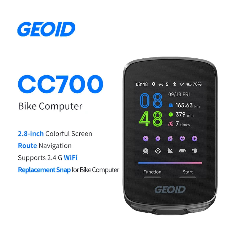 GEOID CC700 Wireless Bike Computer Color Screen ANT+ WIFI Bicycle Speedometer IPX7 Waterproof Cycling Odometer Route Navigation