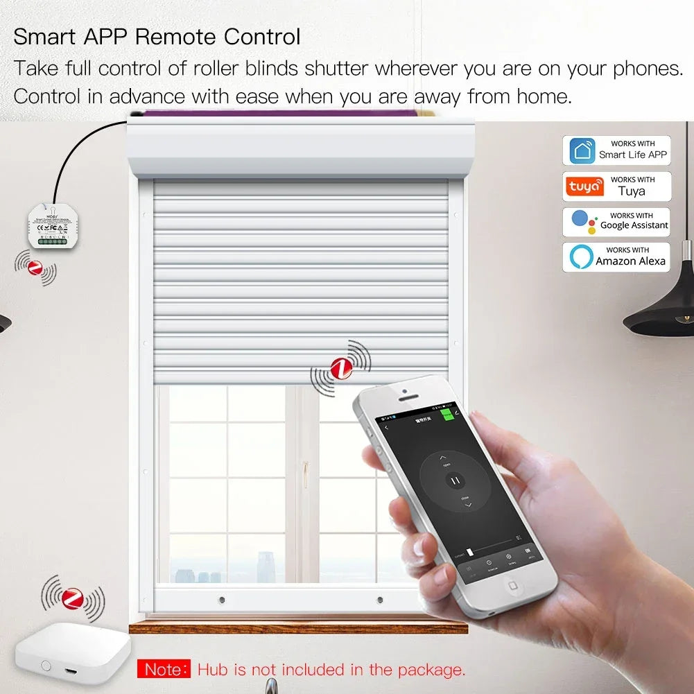 Moes Tuya ZigBee Smart RF433 Curtain Switch Module DIY for Motorized Roller Blinds Motor 2MQTT Smart Life APP Alexa Google Home