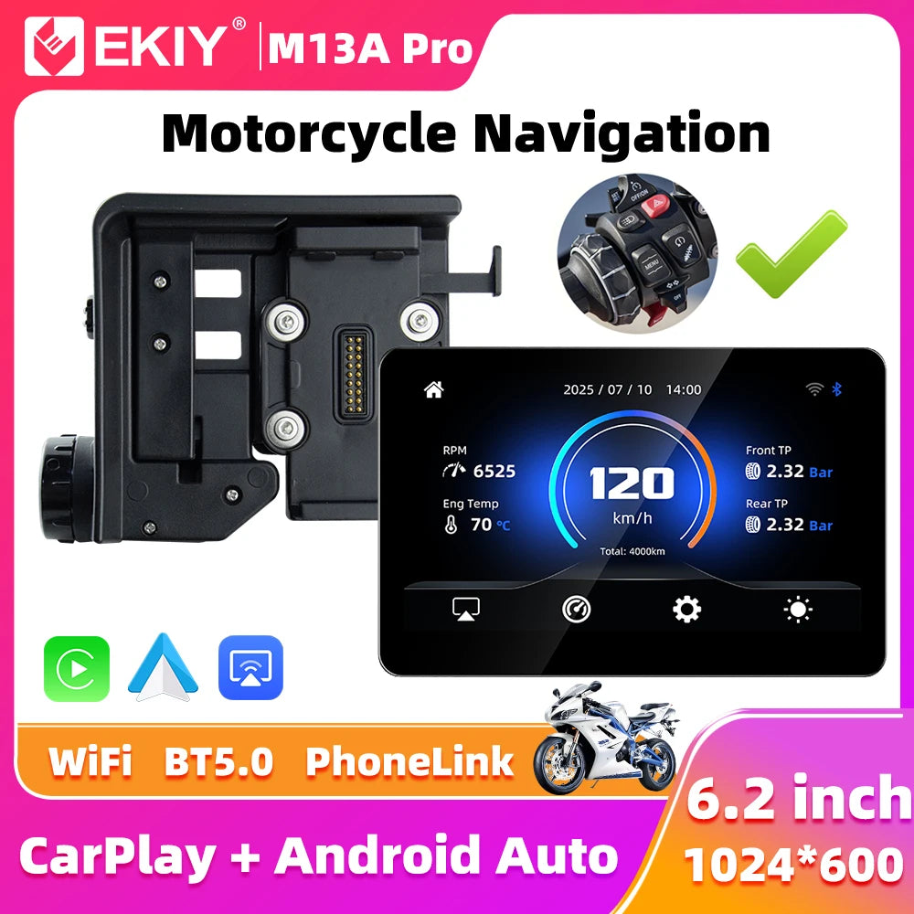 EKIY 6.2" GPS Motorcycle Navigation Wireless CarPlay Moto Android Auto For BMW R1200GS R1250GS F800 F900 S1000XR For WonderWheel