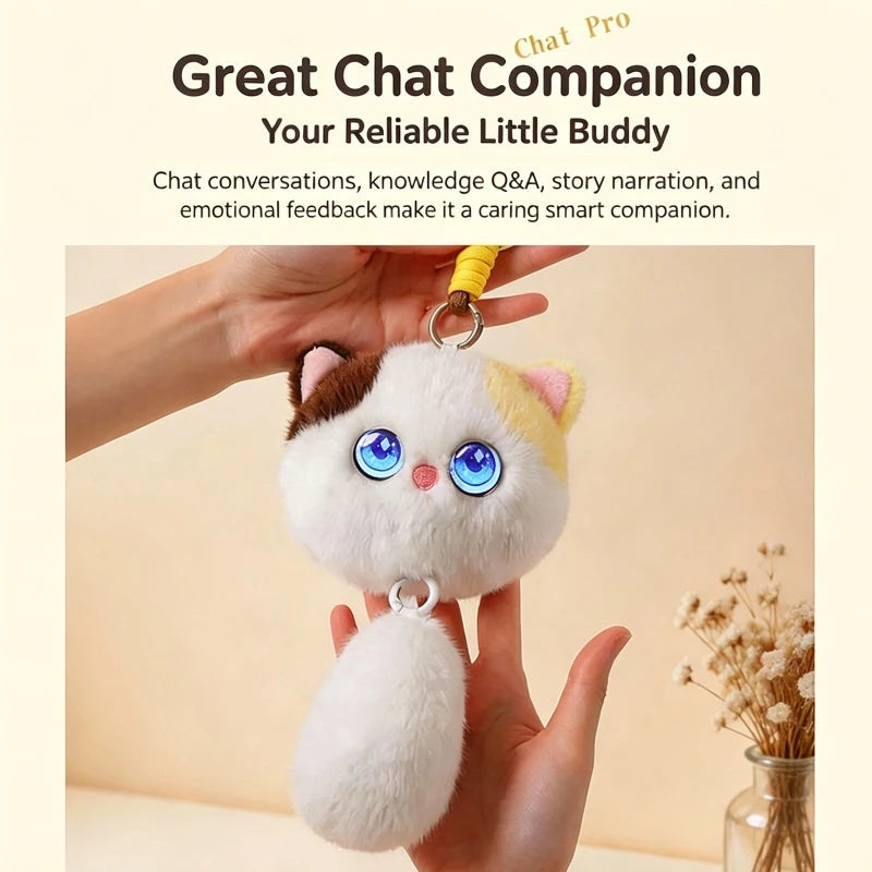 AI Smart Plush Robot with Dynamic Emotional Eyes Supports 66 Languages Cute Keychain Backpack Decoration Gift Doll Ornament