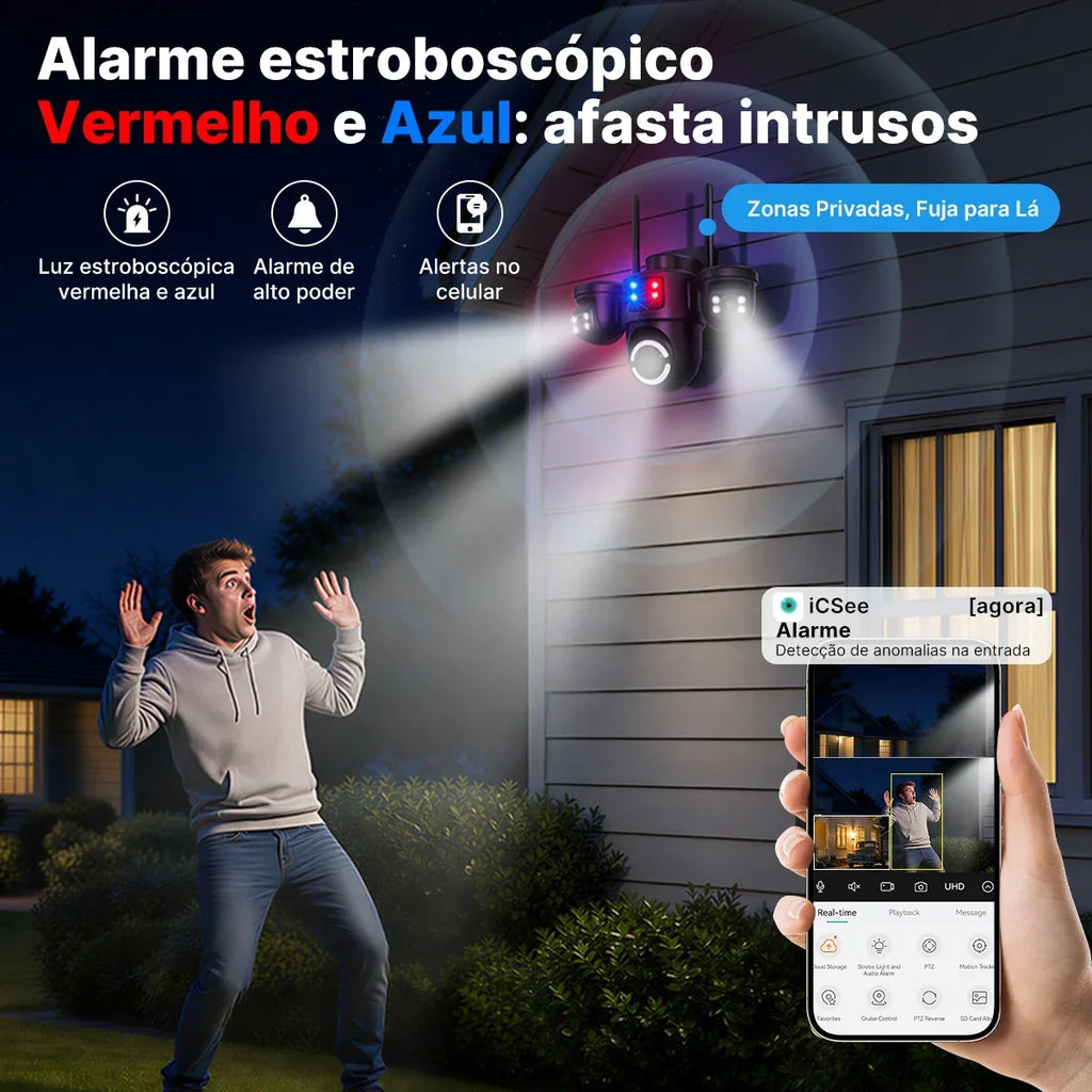 Three Lens WiFi Security IP Camera for Home Surveillance ICSEE PTZ Camera for Outdoor Night Vision Color