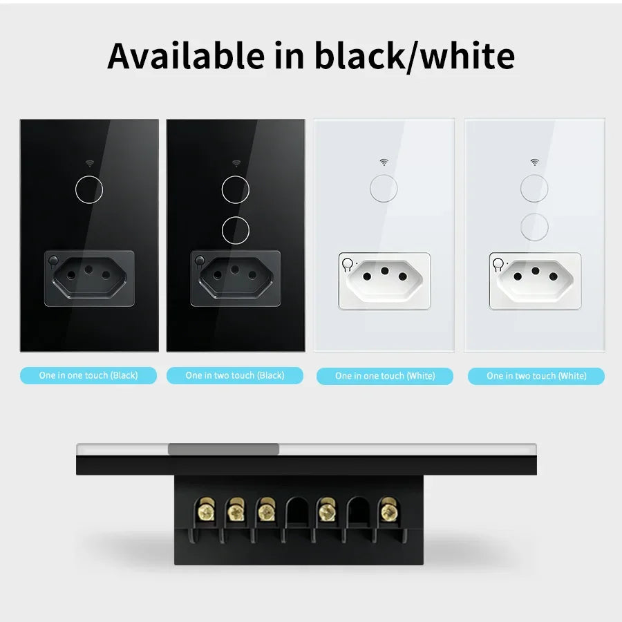 Brazil Socket Smart WiFi Touch Switch Tuya APP Remote Control Alexa Google Home Timer Schedule 1/2 Gang Wall Switch Panel