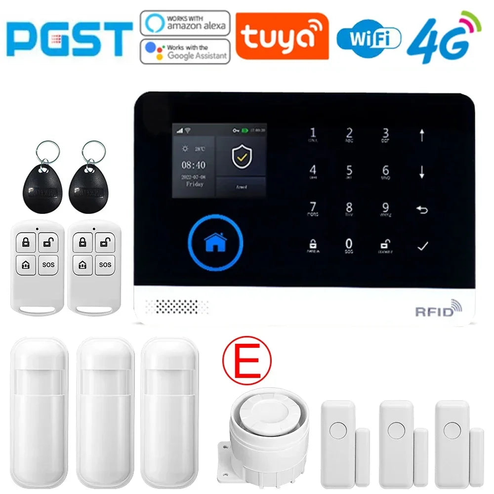 PGST Home Alarm System, WIFI Security Alarm, Anti-Theft with Door Motion Sensor, Works with Your Control and Alexa