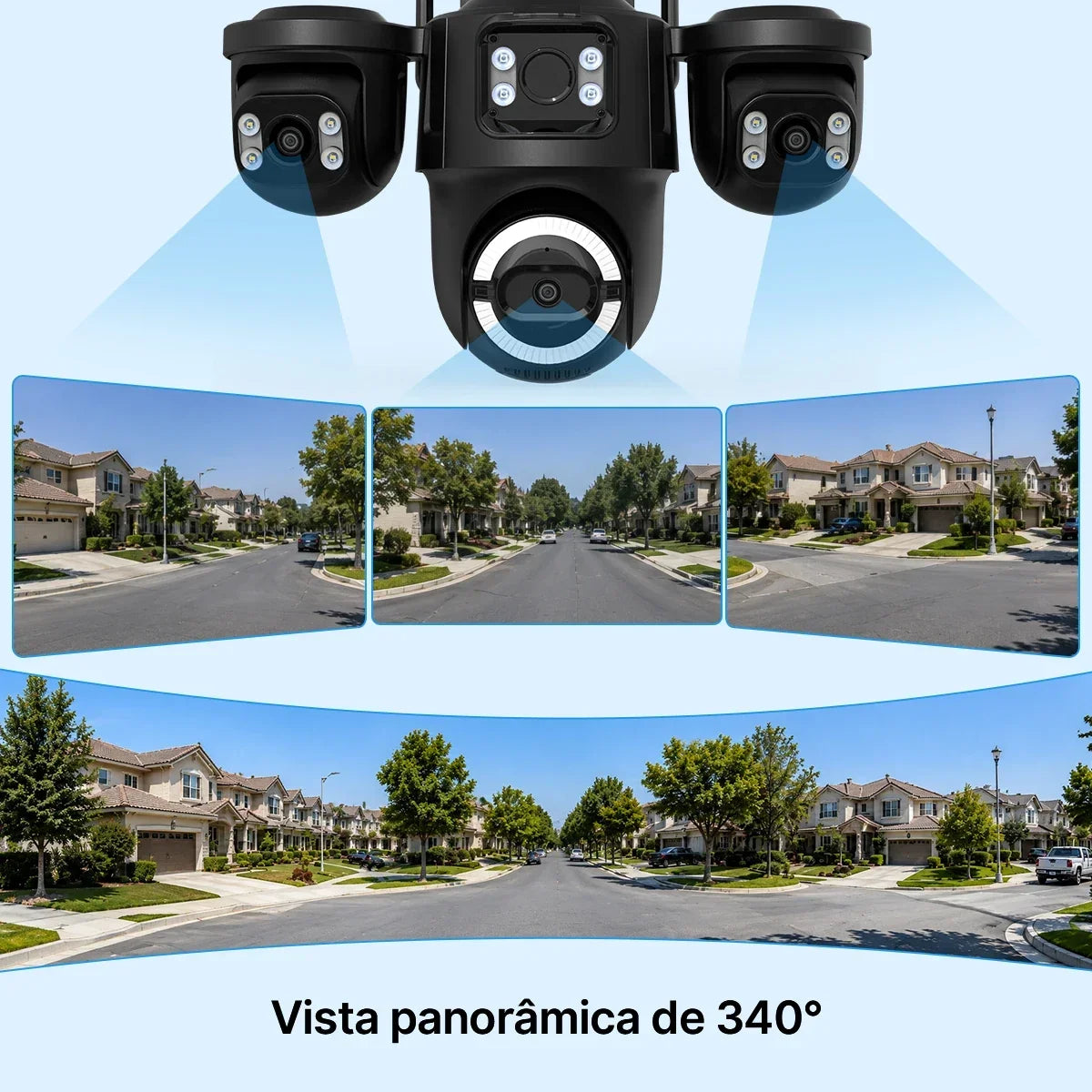 Three Lens WiFi Security IP Camera for Home Surveillance ICSEE PTZ Camera for Outdoor Night Vision Color
