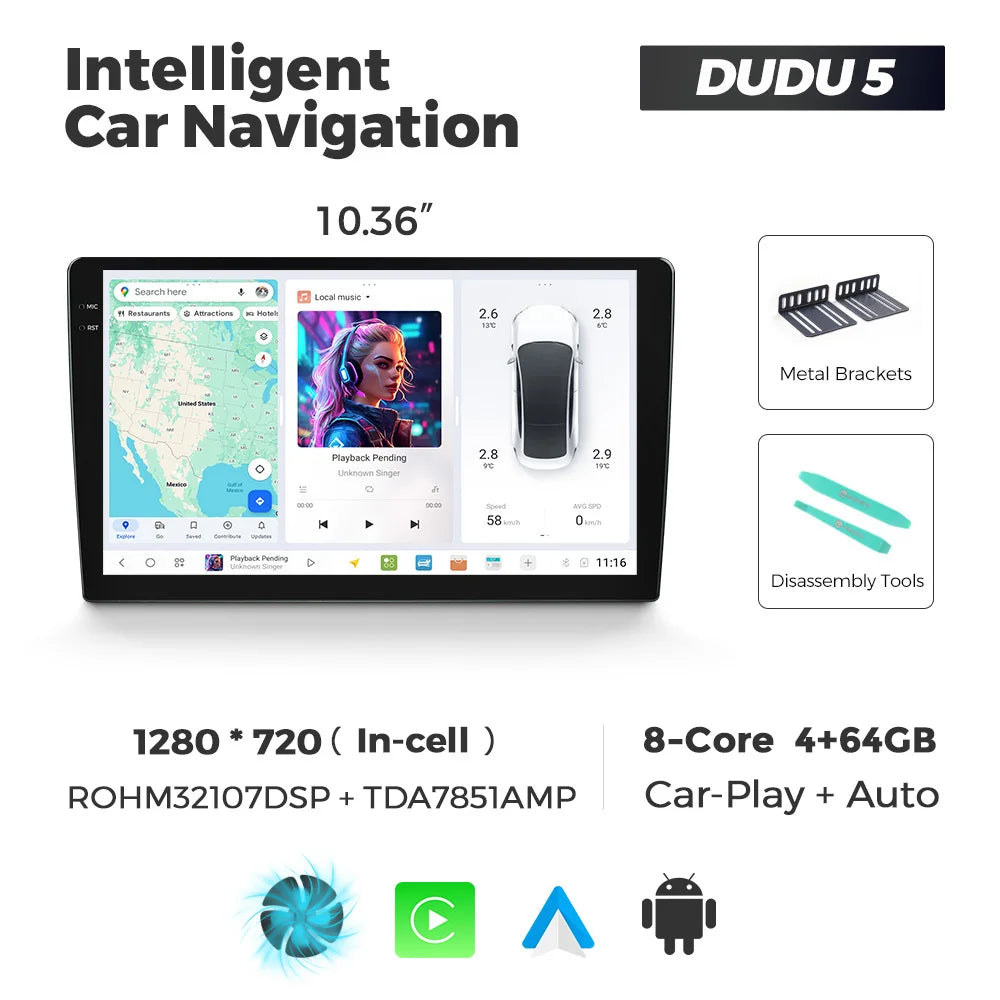 DUDUAUTO DUDU3/4/5/6/7 9.5/10.36inch Android 13 Car Radio Multimedia Player Intelligent System universal For Toyota Kia Hyundai