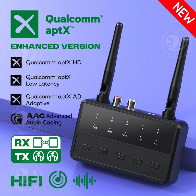 Desktop aptX-Adaptive AD/HD/LL AAC 2 in 1 Bluetooth Audio Transmitter Receiver 3.5MM AUX RCA Stereo HiFi Music Wireless Adapter