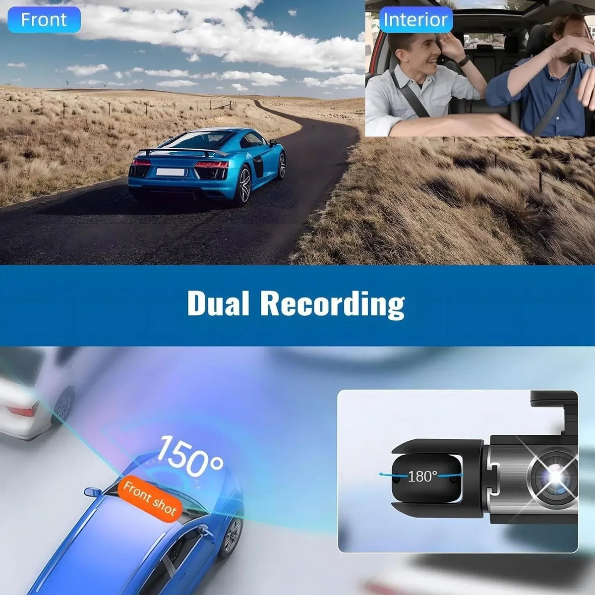 1080P Dual Lens Dash Camera Front and Rear Car Driving Recorder with Night Vision G Sensor 316 Inch IPS Display