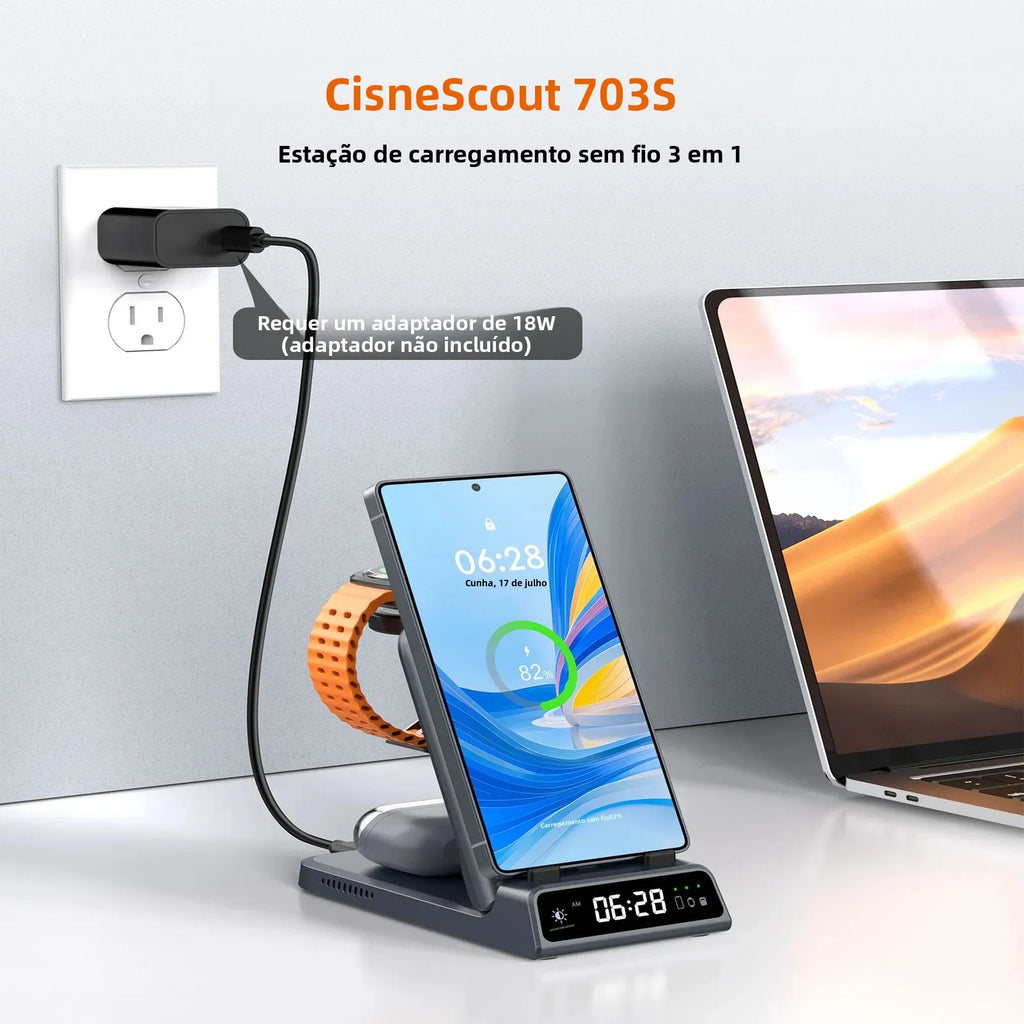 SwanScout 703S Wireless Charger for Samsung S25 Ultra S24 Z Fold 7 Z Flip 7 Charging Station for Galaxy Watch 8 7 for Buds 3 pro
