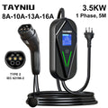 TAYNIU 3.5kW 16A Portable EV Charger – Bivolt 80V–260V, 5m Type 2 Cable, Compatible with BYD, GWM & All Electric Vehicles