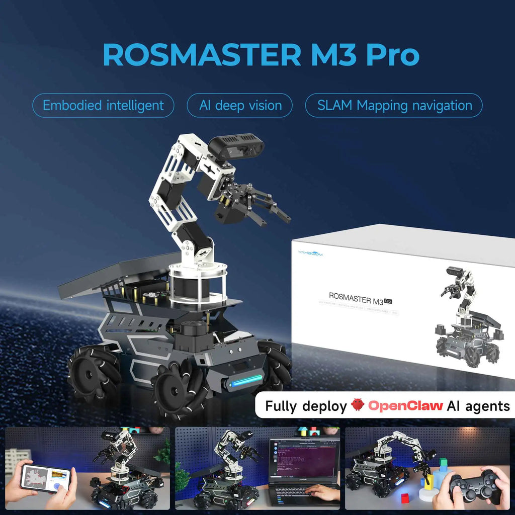 Yahboom ROSMASTER M3 PRO AI ROS2 Robot Electronic Kit Smart Car Programming 3D Depth Vision Dual LiDAR SLAM Mapping Navigation