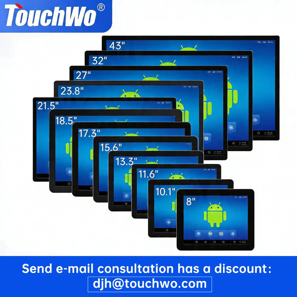 8 To 43 Inch Wall Mounted PCAP Multi Touch Screen Display Touchscreen Monitor Android 11/12/14 Tablet Industrial All In One Pc