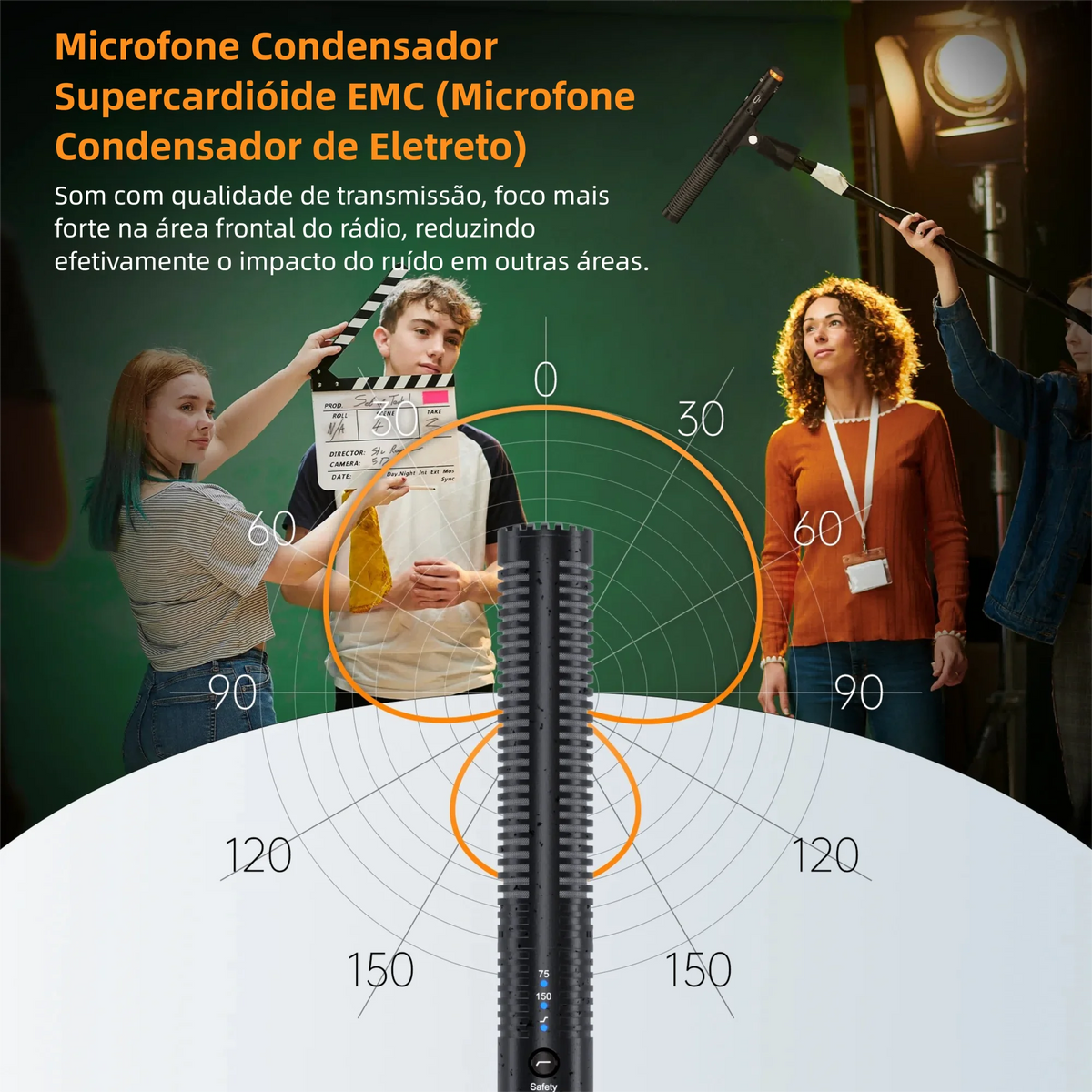 COMICA VM30 Shotgun Microphone 2.4G Super Cardioid Condenser Wireless Mic with Gain Control for Camera Smartphone Podcast Record