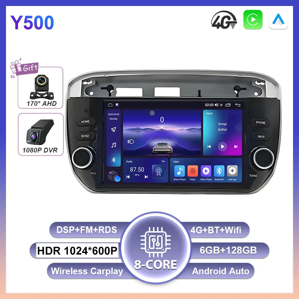 7'' Android 16 Auto Radio For Fiat Linea Punto evo 2012-2015 GPS WIFI Carplay Auto 4G Radio Stereo Multimedia Player Bluetooth