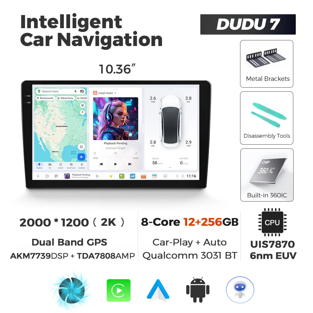 DUDUAUTO DUDU3/4/5/6/7 9.5/10.36inch Android 13 Car Radio Multimedia Player Intelligent System universal For Toyota Kia Hyundai