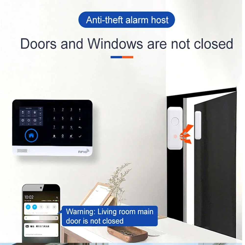 PGST Home Alarm System, WIFI Security Alarm, Anti-Theft with Door Motion Sensor, Works with Your Control and Alexa