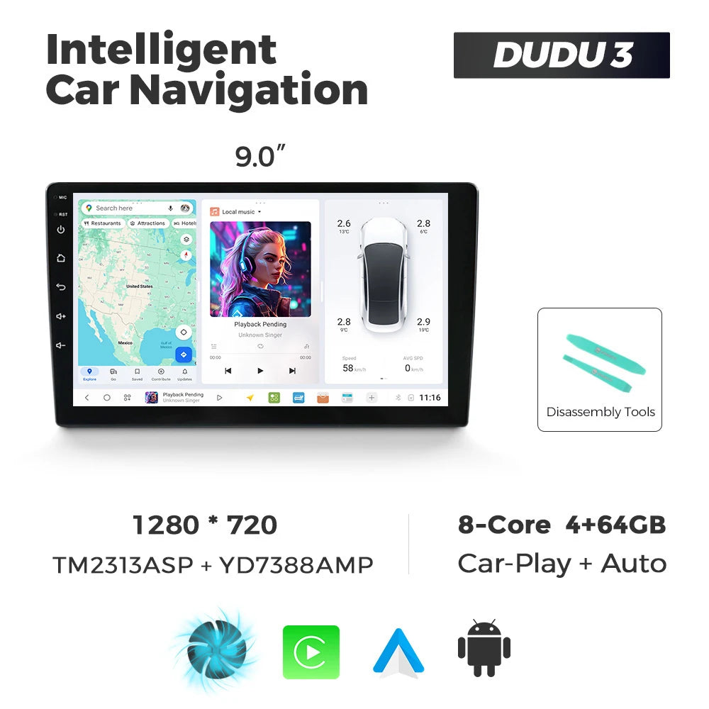 DUDUAUTO DUDU3/4/5/6/7 9.5/10.36inch Android 13 Car Radio Multimedia Player Intelligent System universal For Toyota Kia Hyundai