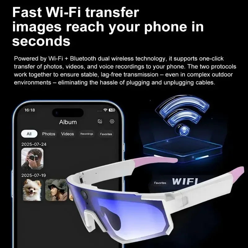 Lenovo AI Smart Glasses 1600W 8K HD Anti-shake Camera Cycling Photo&Video Sport Sunglasses Dual Mic 32GB Windproof Goggles 2026