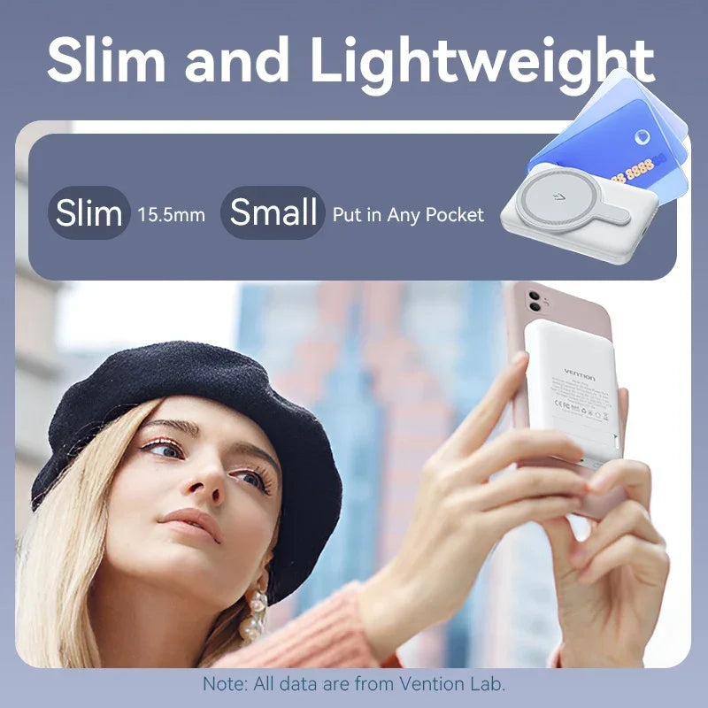 Vention BR 5000mAh Power Bank 15w Magnetic Power Bank Magsafe PD 20w Wireless Portable Mini Fast Charger for iPhone Powerbank