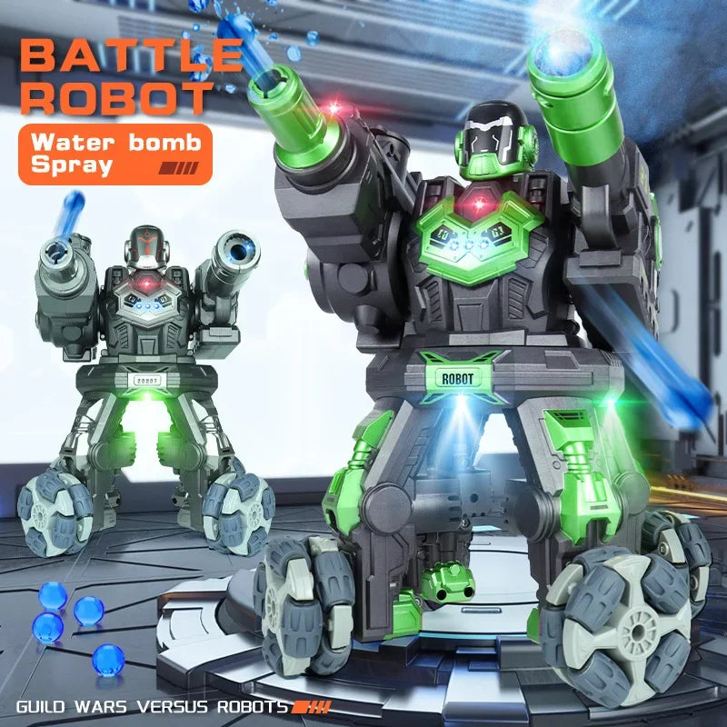 JC09 2.4G RC Robot Battle Spray Shoot Robo With Dual Remote Control Humanoid Fighting Robots Toys for Kids Christmas gift toy