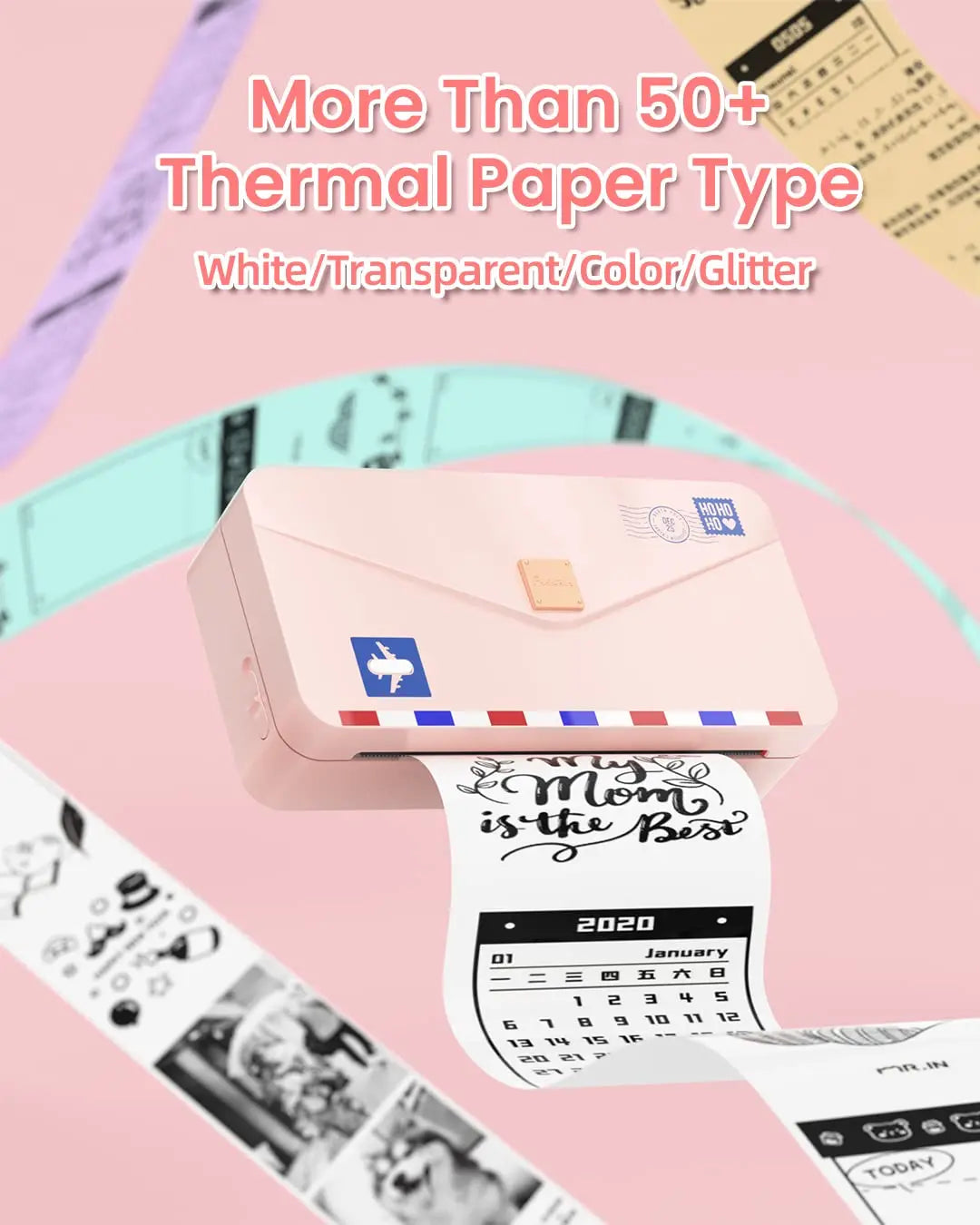 53-107mm Portable Printer Thermal Photo Printer Wireless Inkless Labeler 304dpi Label Maker Printer Machine for Phomemo M04AS